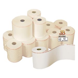 Blister 4 rotoli carta termica adesiva BPA free 57mm x 38mt Ã˜ 82mm per Bilance