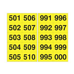 Kit numeri adesivi da 501-999 nero/giallo 45 x 24mm