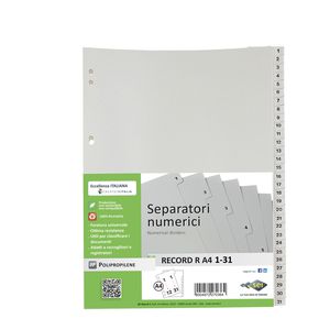 SEPARATORE NUMERICO 1-31 PPL 21X29,7 RECORD RA4 1-31 SEI