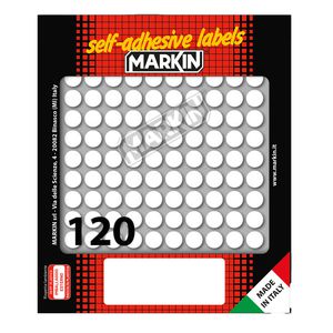 Etichetta adesiva bianca tonda Ã˜10mm (10fogli x 120etichette) Markin