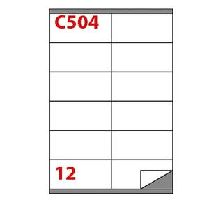 Etichetta adesiva C/504 bianca 100fg A4 105x48mm (12et/fg) Markin