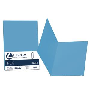 50 cartelline semplici LUCE 200gr 25x34cm azzurro FAVINI