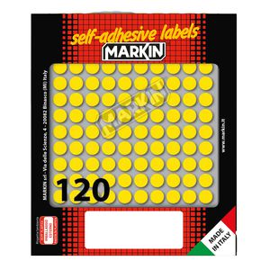 Etichetta adesiva giallo tonda Ã˜10mm (10fogli x 120etichette) Markin