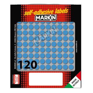 Etichetta adesiva blu tonda Ã˜10mm (10fogli x 120etichette) Markin