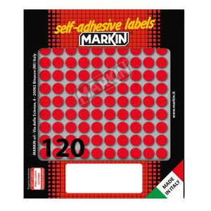 Etichetta adesiva rosso tonda Ã˜10mm (10fogli x 120etichette) Markin