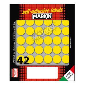 Etichetta adesiva giallo tonda Ã˜18mm (10fogli x 42etichette) Markin