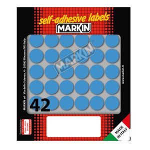 Etichetta adesiva blu tonda Ã˜18mm (10fogli x 42etichette) Markin