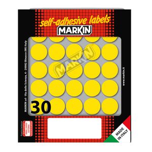 Etichetta adesiva giallo tonda Ã˜22mm (10fogli x 30etichette) Markin