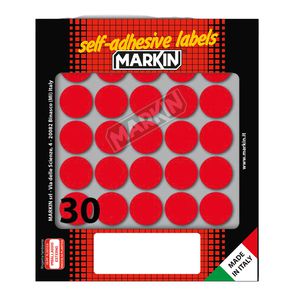 Etichetta adesiva rosso tonda Ã˜22mm (10fogli x 30etichette) Markin