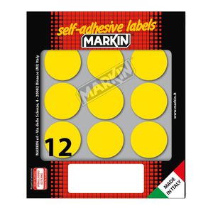 Etichetta adesiva giallo tonda Ã˜34mm (10fogli x 12etichette) Markin