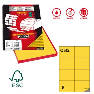 Etichetta adesiva C/512 giallo 100fg A4 105x74,25mm (8et/fg) Markin