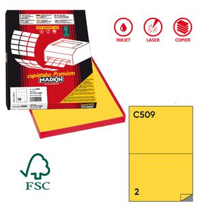 Etichetta adesiva C/509 giallo 100fg A4 210x148,5mm (2et/fg) Markin