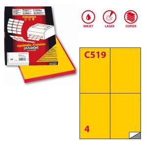 Etichetta adesiva C/519 giallo 100fg A4 105x148,5mm (4et/fg) Markin