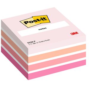 Post-it® Cubo di foglietti, 76 x 76 mm, 450 fogli, Colori rosa soft, bianco, melone neon, rosa power, rosa guava