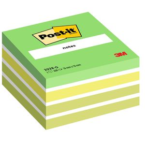 Post-it® Cubo di foglietti, 76 x 76 mm, 450 fogli, Colori verde soft, bianco, verde acido, verde lime