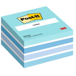 Post-it® Cubo di foglietti, 76 x 76 mm, 450 fogli, Colori acqua, bianco, blu uova di pettirosso, blu jeans, blu paradiso