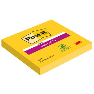 Post-it® Foglietti Super Sticky, 76 x 76 mm, Blocchetti da 90 fogli, Giallo sole (confezione 12 blocchetti)