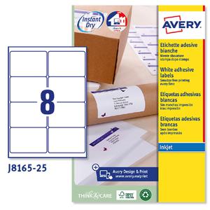 Etichetta adesiva J8165 bianca 25fg A4 99,1x67,7mm (8et/fg) inkjet Avery