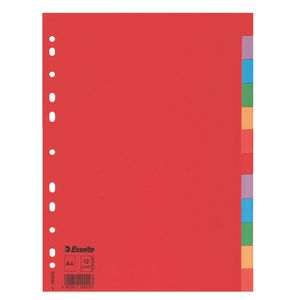 Separatore economy in cartoncino 160gr colorato 12 tasti A4 ESSELTE Separatore economy in cartoncino 160gr colorato 12 tasti A4 ESSELTE