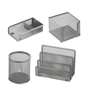 Set scrivania 4 accessori in rete metallica argento 1424 LEBEZ Set scrivania 4 accessori in rete metallica argento 1424 LEBEZ