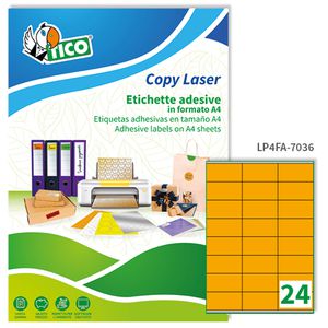 Etichetta adesiva LP4F arancio fluo 70fg A4 70x36mm (24et/fg) Tico Etichetta adesiva LP4F arancio fluo 70fg A4 70x36mm (24et/fg) Tico