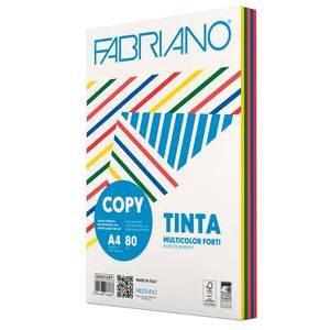 FabrianoColore - A4 - 80 gr - mix 5 colori forti - Fabriano - conf. 250 fogli