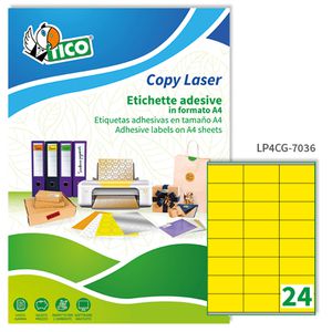 Etichetta adesiva LP4C giallo opaco 70fg A4 70x36mm (24et/fg) Tico Etichetta adesiva LP4C giallo opaco 70fg A4 70x36mm (24et/fg) Tico