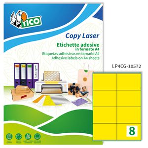 Etichetta adesiva LP4C giallo opaco 70fg A4 105x72mm (8et/fg) Tico