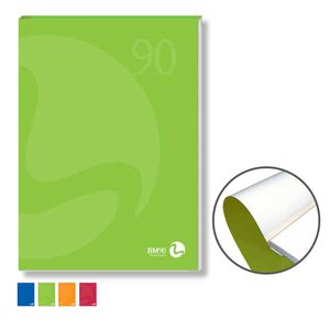 BLOCCO NOTES COLLATO lato corto A4 90gr 80fg bianco copertina 250gr BM