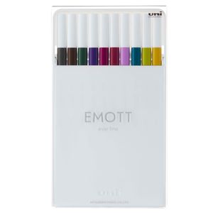 Ast. 10 fineliner EMOTT tratto 0.4mm col. ass. Calmtone Dark Uni Mitsubishi
