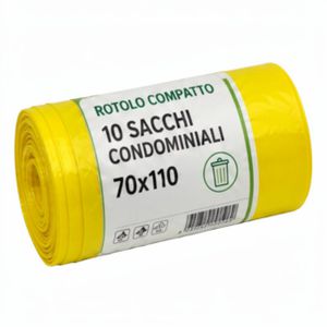 Rotolo 10 Sacchi CONDOMINIALI 70x110 / 17my colore GIALLO