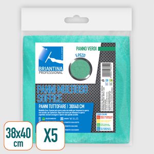 PANNI MULTIUSO SOFFICE VERDI 38X40 CM 5 PZ