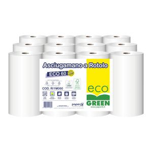 ROTOLO PURA CELLULOSA 2 V ESTRAZIONE INT/ESTERNA 60MT CF 12 ROTOLI