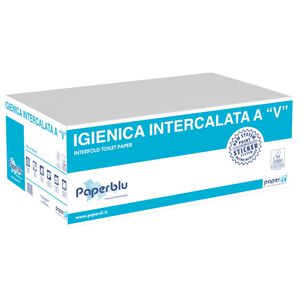 CARTA IGIENICA INTERFOGLIATA A "V" PURA CELLULOSA (cartone 40x225 pz )