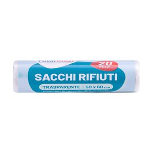 Rotolo 20 Sacchi PATTUMIERA 50x60 / 13my colore TRASPARENTE