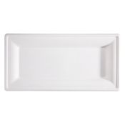 50 Piatti rettangolari monouso in canna da zucchero 26x13cm bianco Signor Bio