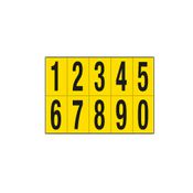 Foglio con 10 numeri autoadesivi da 0 a 9 nero/giallo 56x99mm