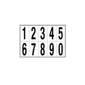 Foglio con 10 numeri autoadesivi da 0 a 9 nero/bianco 56x99mm