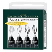 Busta 4 Pitt Artist Pen bianco e nero punte assortite Faber-Castell