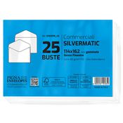25 buste SILVER MATIC FSCÂ® gommata bianca s/finestra 114x162mm 80gr Pigna