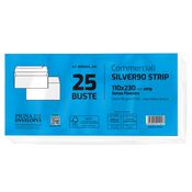 25 buste SILVER90 STRIP FSCÂ®bianca internografata s/finestra110x230mm90gr Pigna