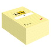 Post-it® Foglietti riposizionabili, A righe, 101 x 152 mm, Blocchetti da 100 fogli, Giallo Canary™ (confezione 6 blocchetti)