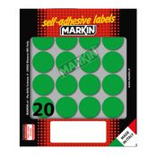 Etichetta adesiva verde tonda Ã˜27mm (10fogli x 20etichette) Markin