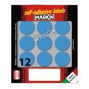 Etichetta adesiva blu tonda Ã˜34mm (10fogli x 12etichette) Markin