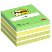 Post-it® Cubo di foglietti, 76 x 76 mm, 450 fogli, Colori verde soft, bianco, verde acido, verde lime