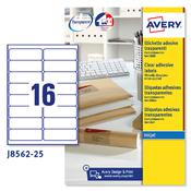 Poliestere adesivo J8562 trasparente 25fg A4 99,1x34mm (16et/fg) Inkjet Avery