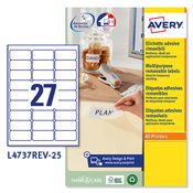 Etichetta adesiva L4737REV bianca rimovibili 25fg A4 63,5x29,6mm (27et/f) laser