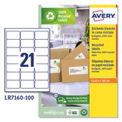 Etichette in carta riciclata bianca 63,5x38,1mm Laser 100fg Avery