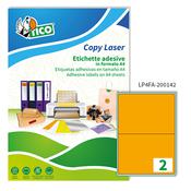 Etichetta adesiva LP4F arancio fluo 70fg A4 200x142mm (2et/fg) Tico