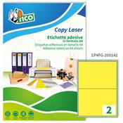 Etichetta adesiva LP4F giallo fluo 70fg A4 200x142mm (2et/fg) Tico